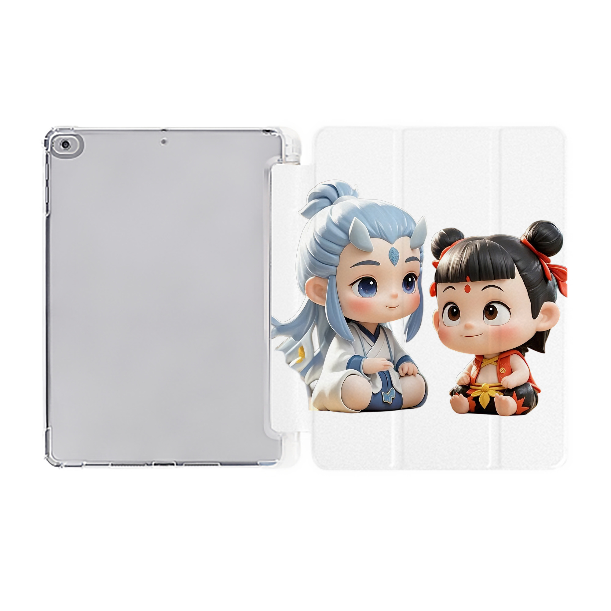 （画像用） Ne Zha 2 ナタ 魔童の大暴れ IPad ケース ペン収納付き 三つ折りスタンド PUレザー×シリコン 対応機種9.5/10.5/10.9インチ